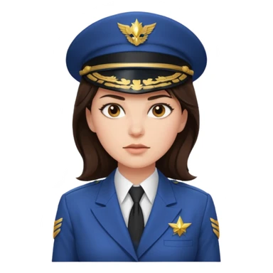 brunette woman captain white suit sticker