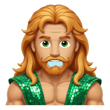 Hercules, God of Heroes from Gods and Goddesses with long reddish blonde hair, bronze and green sequin outfit sticker