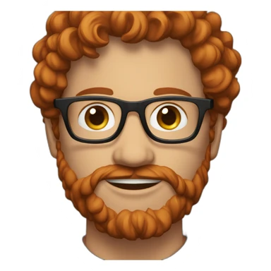 man around 25 with with redhead short mid-curly hair. with beard and glasses. scarlet checked shirt sticker