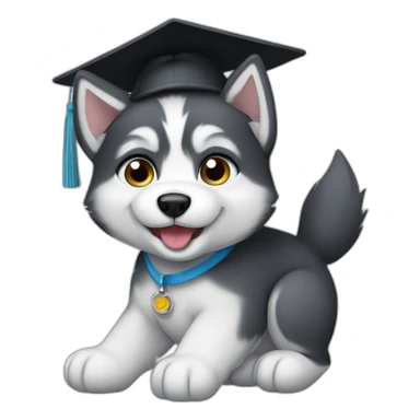 Husky puppy in mortarboard sticker