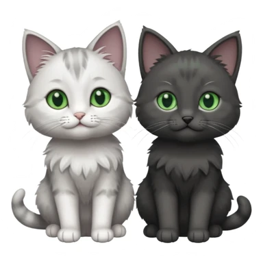 2 different coloured small cats including a dark grey and white and a completely solid dark grey with green eyes and only white paws sticker