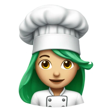 girl with long green hair wearing chef's hat sticker