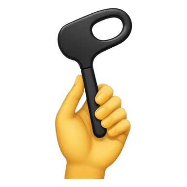 a hand with a black handle sticker