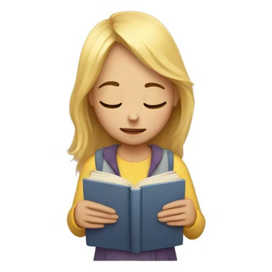 A exhausted girl holding a book in her hands sticker