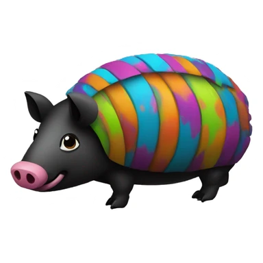 Multicolored Graffiti patterns on a black pig armadillo centipede sticker