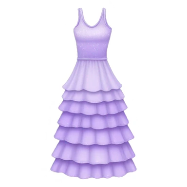 A lavender purple tiered sparkly dress. The layers should be slightly different shades of lavender and should be long  sticker