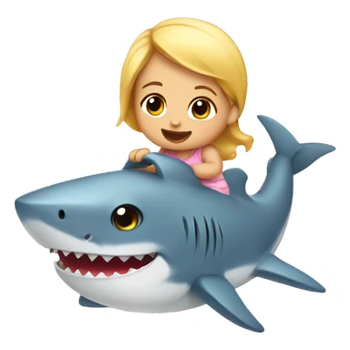Cute baby girl, riding a shark sticker