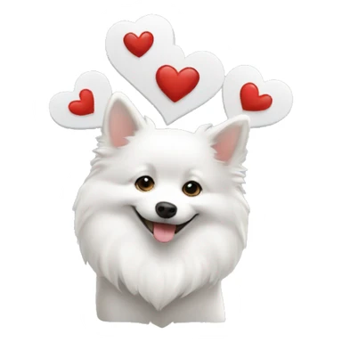 white spitz making a heart with his paws sticker