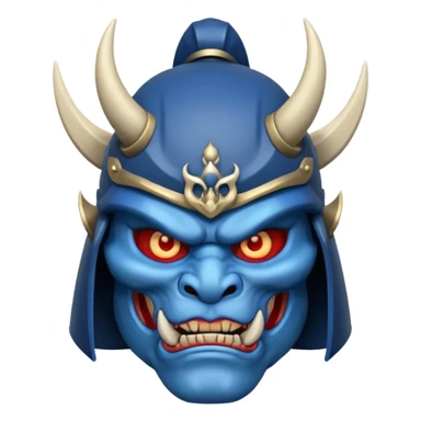 blue oni with samurai helmet face sticker