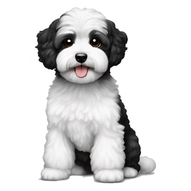 Black and white maltipoo sticker