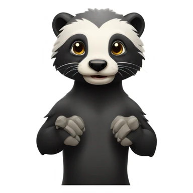 Honeybadger holding up a rock on sign sticker