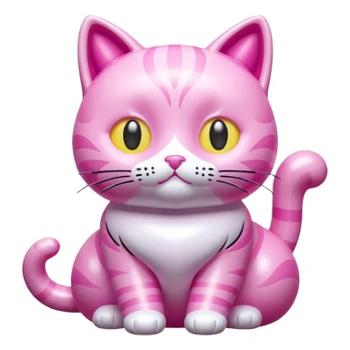 rococo kawaii style inflatable pink puffy cat sculpture  sticker