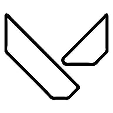 Valorant-inspired logo featuring the letter V, black outlined icon style, no fill, bold and sharp lines, minimalist, suitable for an app icon sticker