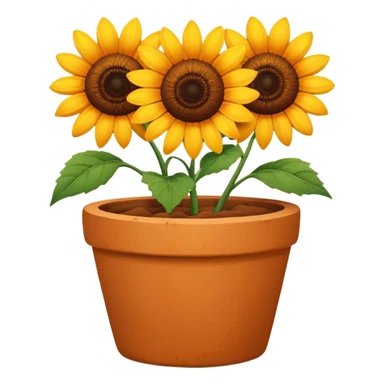 sun flowers in a clay pot sticker