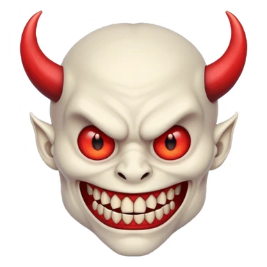 a demon face with a smirk sticker