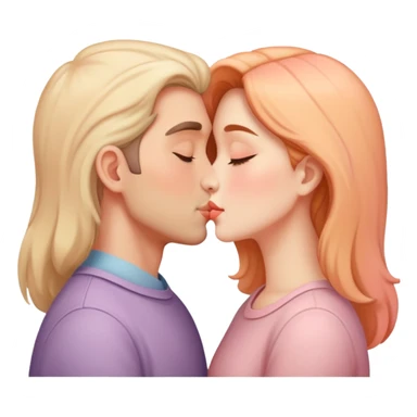 beautiful lush pastel warm-colored romantic kiss couple sticker