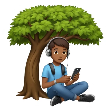 person listening to music under a tree sticker