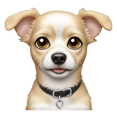 White and tan hair Chihuahua poodle mix with pointy ears sticker