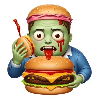Fat zombie eating burger sticker