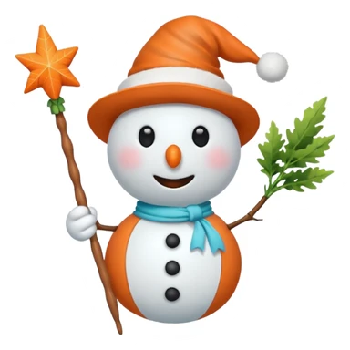 Snowman in a swimsuit and a magic wand in his hands sticker