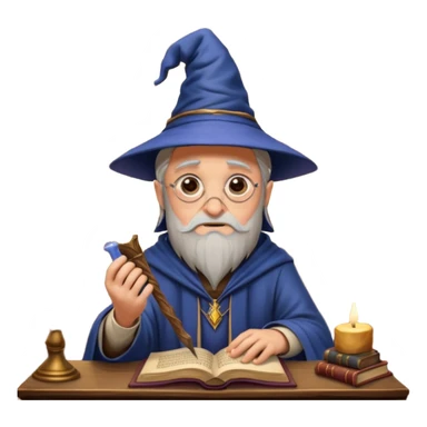 "Thinking face emoji  as a thoughtful wizard in Hogwarts library, scratching head with quill, surrounded by floating books and candles, detailed digital art in Harry Potter style, puzzled expression, magical atmosphere."
 sticker