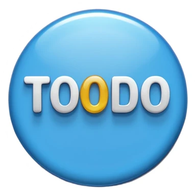 A glossy, three-dimensional emoji pin badge showing the text "TODOC". The font is modern, rounded, sans-serif, and colored in a professional medical blue. The badge has soft edges and reflections, in the style of Apple emojis. White background. sticker