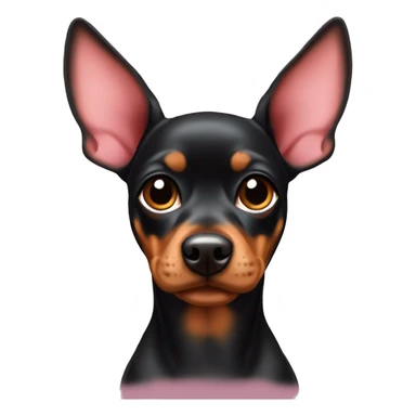 black tan pinscher big ears girly pink bow on head sticker