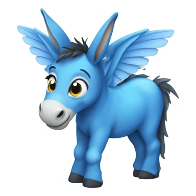 cute Donkey with blue dragon wings sticker