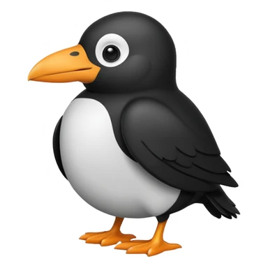 a crow with penguin coloring, emoji style sticker