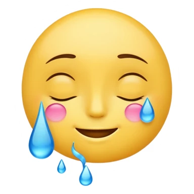 Yellow round emoji with closed eyes and a gentle smile—two wide, bright blue tears flow from under each eye. sticker