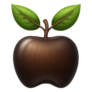 A black ginseng root (heuksam), in Apple iPhone emoji style. Dark brown-black glossy color, subtle texture on the root, elegant curves, vibrant but natural tones, smooth gradients, clean simple shapes, no outlines, slight 3D depth.
 sticker