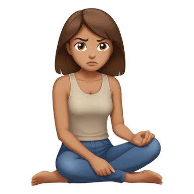 angry woman with brown hair sitting on a floor in profile avoiding conversation sticker