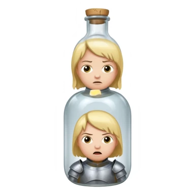 Jeanne d’arc en armure médiévale en colère et enfermée dans un biberon  sticker