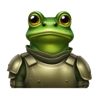A frog doing the thousand yard stare with army armor on sticker