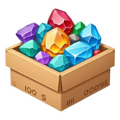 cardboard box full of valuable mineral ores sticker