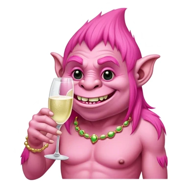 Pink troll chugging champagne  sticker