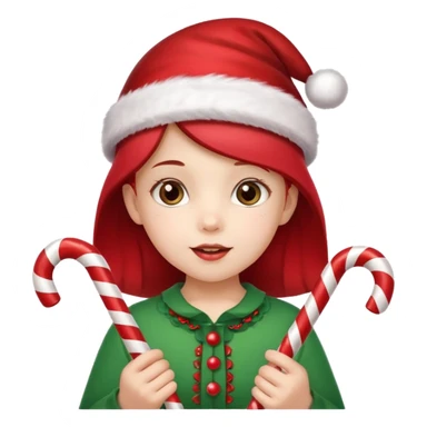 Little Girl with candy canes celebrating Christmas sticker