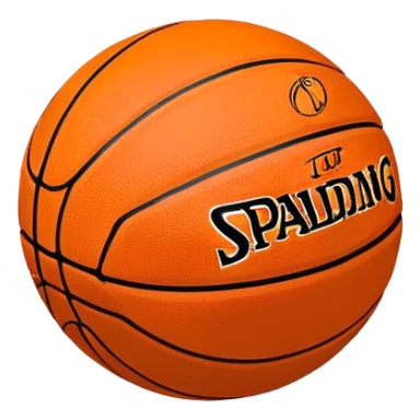 Ultra minimalist orange basketball with tiny NBA and Spalding logos, just simple black lines, no details, iOS emoji style sticker