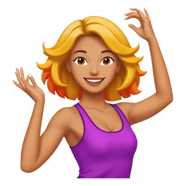 mujer fitness bailando, expresión feliz, colores vivos sticker