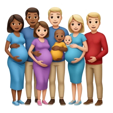 A large family grandmothers paternal aunts maternal sister great grandparents and a pregnant couple  sticker