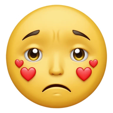 A yellow circular frowning Face with hearts above its eyes, crying sticker