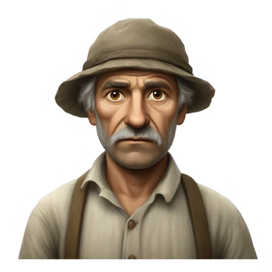 peasant in an old shirt during the 1917 revolution in russia photorealistic serious sticker