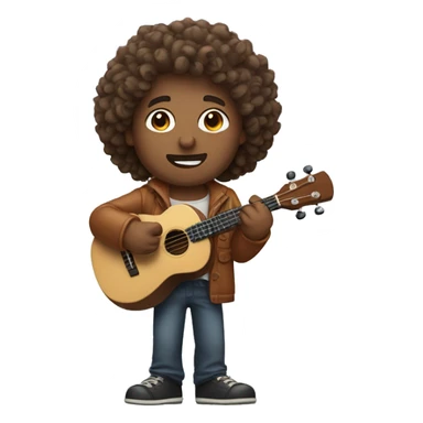 man with curly hair and ukulele sticker