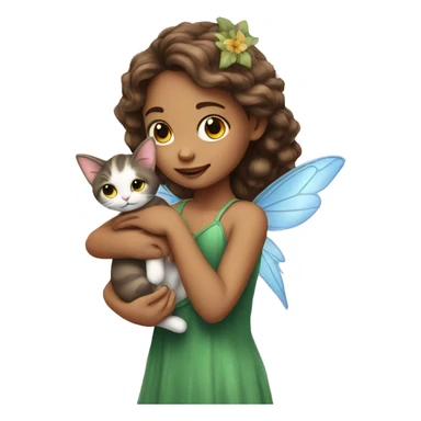 Fairy girl holding a kitty  sticker