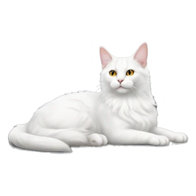 White cat Turkish angora lying on grey sofa sticker