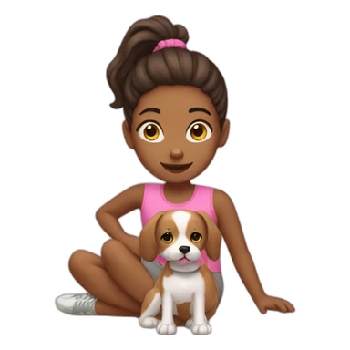 Girl practice exercise whit her dog sticker