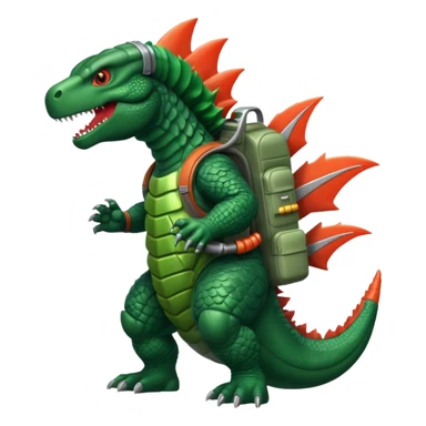 Godzilla flying a rocket pack sticker