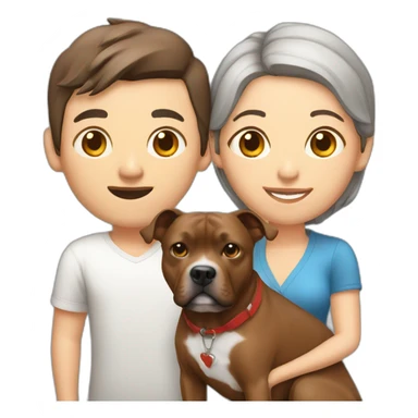 man and Chinese lady with brown Staffordshire terrier dog sticker