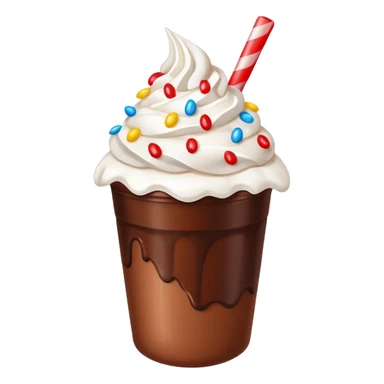 Un vaso plástico cubierto de chocolate que arriba se vea crema batida que por encima se vean fresas y chispas de colores  sticker