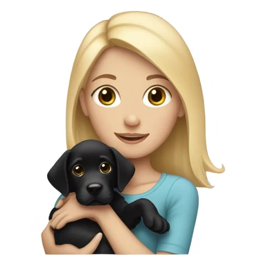 Blonde girl with black lab puppy sticker